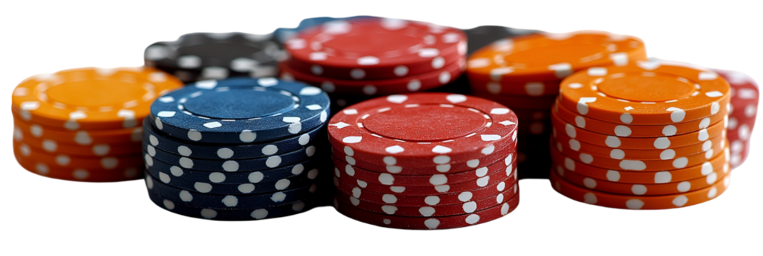 Colorful poker chips cluster