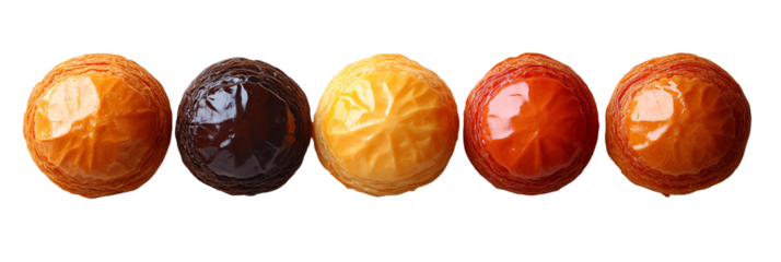 Colorful round decorative beads arrangement on transparent background