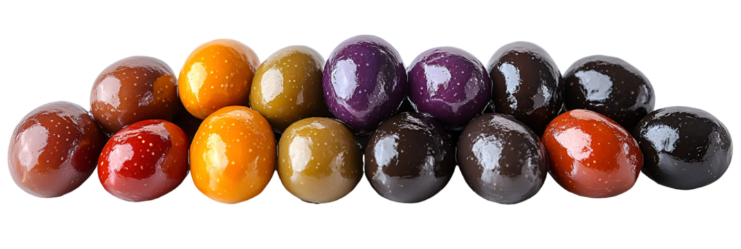 Colorful round fruits arrangement on transparent background