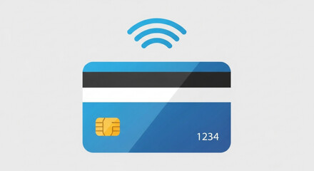 A contactless payment card with a chip and the number 1234, indicating a secure and convenient method for making transactions