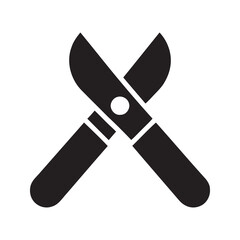 Garden pruning shears icon representing a tool for trimming cutting and shaping plant branches for landscaping and horticulture work