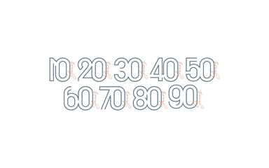 Set of 10 20 30 to 90 years anniversary template design