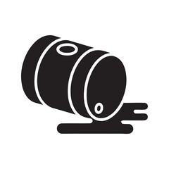 Leaking barrel icon representing hazardous waste chemical spill and environmental pollution from toxic substance creating ecological disaster