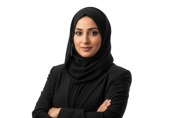 Portrait of a confident muslim woman isolated on transparent background