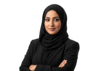 Portrait of a confident muslim woman isolated on transparent background