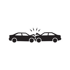 Car crash collision icon representing a traffic accident and the need for auto insurance claim and emergency response service