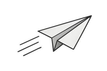 Paper airplane icon flying, sending message, communicating information, email marketing, digital correspondence, mail delivery concept