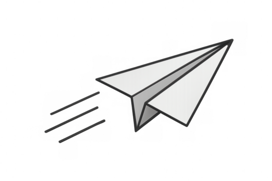 Paper airplane icon flying, sending message, communicating information, email marketing, digital correspondence, mail delivery concept