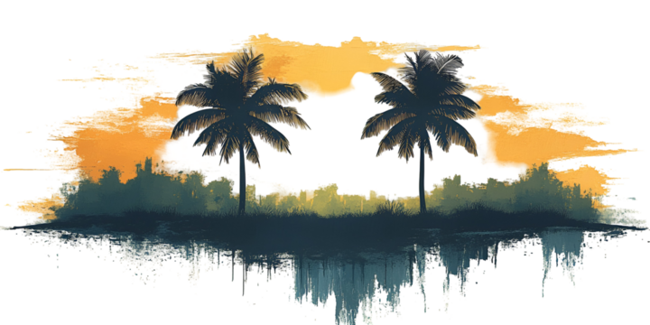 Colorful tropical landscape image with sunrise or sunset - Powered by Adobe