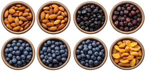 Colorful variety of dried fruits and nuts display