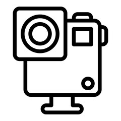 Portable and waterproof action camera line icon, optical equipment concept. Vector graphics. Action camcorder sign on white background, style icon mobile or web design.