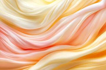 Obraz premium Soft Silk Fabric Flowing in Gentle Waves of Creamy Yellow and Coral Color Palette