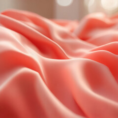 自然光に揺れるパステルコーラルの柔らかな布のモーションブラー背景