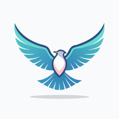 Fototapeta premium Stylized Blue Bird in Flight with Spread Wings.