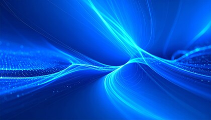 A clean, futuristic background featuring soft blue holographic lights Ethereal Blue Light Waves in Abstract Space
