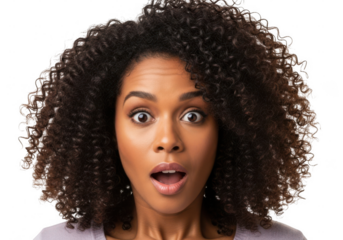 Surprised african american woman isolated on transparent background