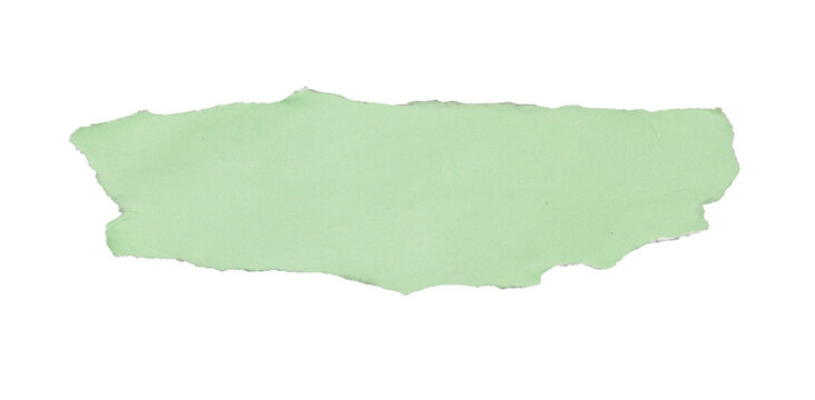 Un morceau de carton brut vert et d&eacute;chir&eacute; sur un fond transparent. Un espace de copie.