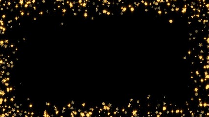 gold confetti border frame star and circle shapes happy birthday and party celeblation alpha channel animation, isolated golden luxury isolated social media motion design element - Powered by Adobe