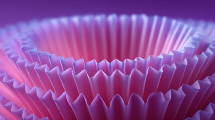 Close-up of a pink and purple flower-like structure. the petals of the flower are arranged in a radial pattern, creating a sense of depth and dimension.