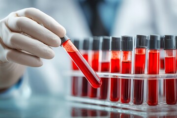 Laboratory Technician Organizes Blood Samples in a Clinical Setting