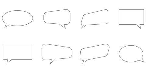 Fototapeta premium Isolated outline massage-box icons on white background. Vector bubble message-box icon on white page. Outline chat-box set on white page. EPS 10. 