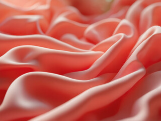 光沢のあるピーチピンクのサテンドレープ - 絹、ウェーブ、テクスチャ、優雅で抽象的な背景