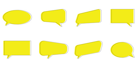 Obraz premium Isolated 3d yellow massage-box icons on white background. Vector 3d bubble message-box icon on white page. Chat-box set on white page. EPS 10. 