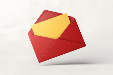 Red Envelope with Yellow Letter – Minimalist Invitation or Message Concept