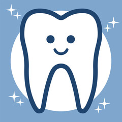 Illustration of cute Cartoon Tooth with Smiling Face graphic icon
