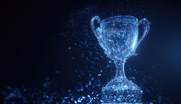 Abstract digital trophy, glowing points - Powered by Adobe