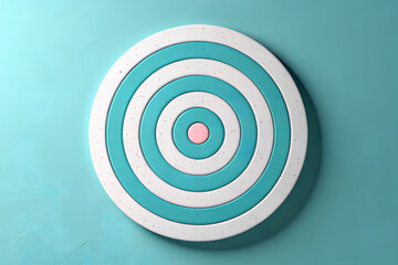 Teal Target with Concentric Circles and Pink Bullseye for Design and Focus Concepts
