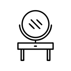Outline icon of vanity table with round mirror
