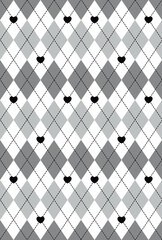 Argyle traditional vector pattern. Seamless geometric illustration pattern. Argyle vector grey heart pattern squares Seamless geometric background clothing, wrapping paper, backdrop, for cards.