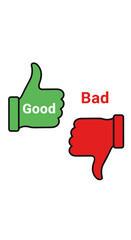 Good and bad thumbs up icons with transparent background
