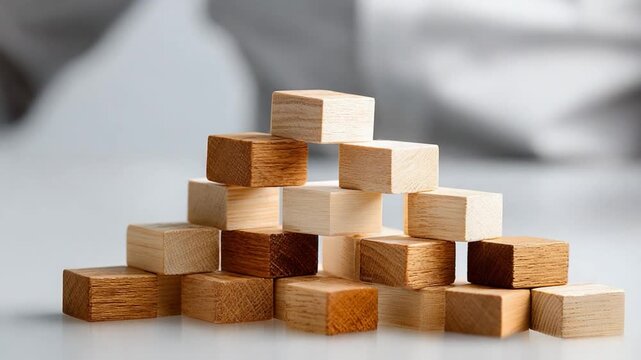 Wooden Cubes: A captivating arrangement of meticulously crafted wooden cubes, evoking a sense of structure, creativity, and the joy of simple forms.
