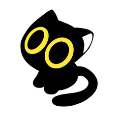 Hand drawn black cat cartoon character