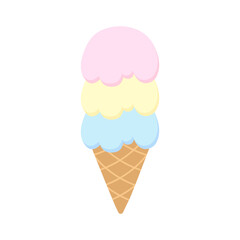 Pastel ice cream stack. Dessert, summer, refreshing concepts. Flat vector design isolated illustration.