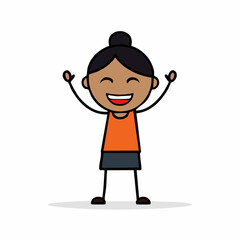 Joyful Cartoon Boy Raising Hands: Symbol of Positivity, Youthful Energy, and the Bright Smile of an Innocent Heart
