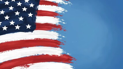An artistic reveal of the American flag painted with bold brush strokes is a perfect animation for patriotic events creative projects and celebrating the 4th of July