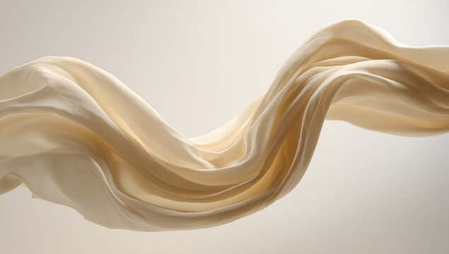Cream-colored fabric drapes in flowing curves