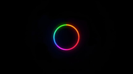 Circular Rainbow Audio Spectrum or Loading Bar on a Black Background