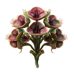 Fototapeta premium Exotic Floral Arrangement: A unique floral arrangement features meticulously crafted flowers with rich textures, showcasing the captivating interplay of botanical detail and artistic design.