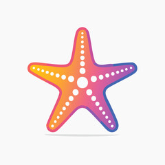 Colorful Starfish Illustration on White Background.