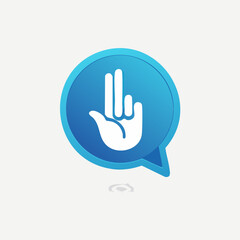 Obraz premium Hand Gesture in Blue Speech Bubble - Communication and Expression.