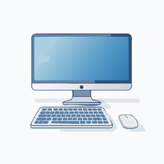 Fototapeta premium Modern Computer Setup with Monitor, Keyboard, and Mouse.