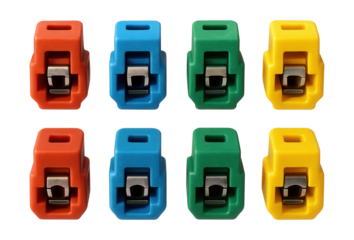 Color-coded mini clamp blocks streamline small wire connections in a hobbyist's attic
