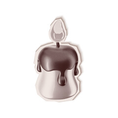 A Trendy Sticker Candle with monochrome Halftone Dot texture. Vector isolated element on Halloween on transparent background. Vintage style Pop art and y2k vibe nostalgic