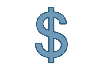 Obraz premium Blue dollar sign icon representing currency, finance, payment, wealth, and economy with transparent background