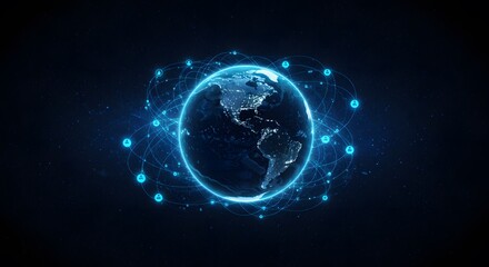 Global network connection of people and data around the Earth, digital network concept