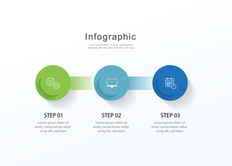 Business infographic template. 3 Step timeline journey. Process diagram, 3 options on white background.